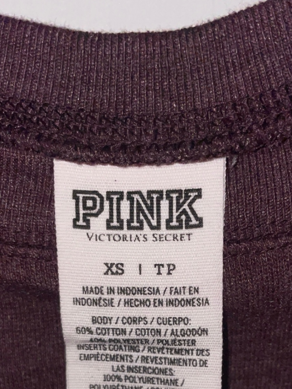 PINK Victoria's Secret Mauve Crewneck with Black Shoulder Panels - Picture 2 of 3